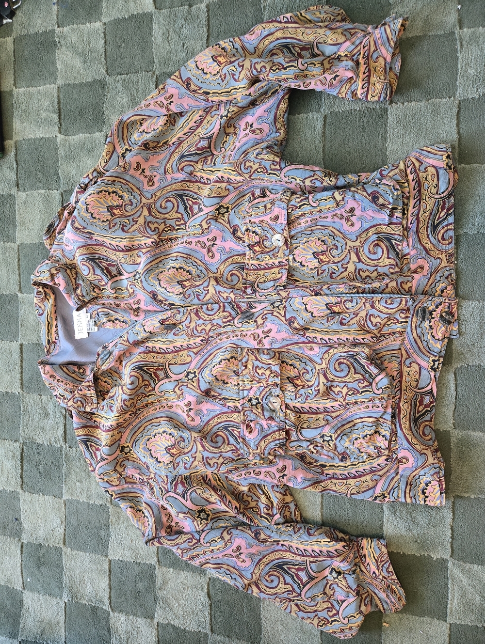 Paisley Button-Up Shirt Jacket in Pink and Blue